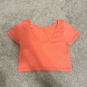 Pink ribbed crop top
